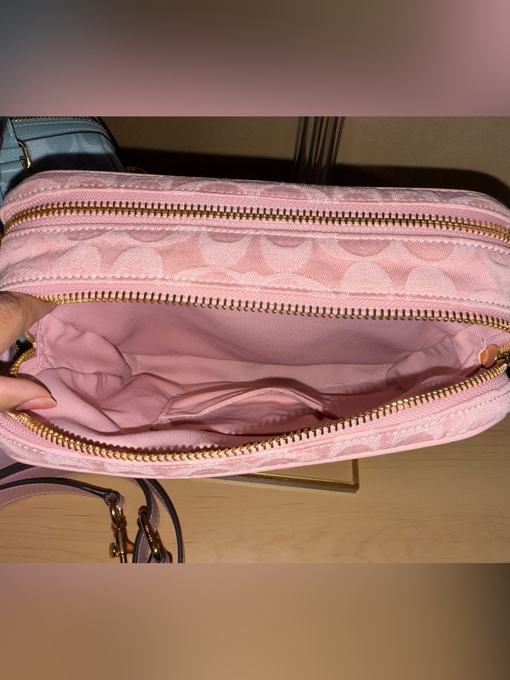 Coach Outlet Carey Crossbody Bag In Signature Pink Denim - Picture 14 of 15